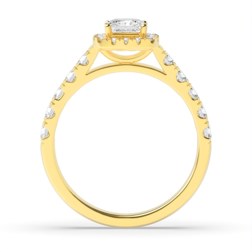 4 Prong Princess Yellow Gold Thick shank Engagement Rings
