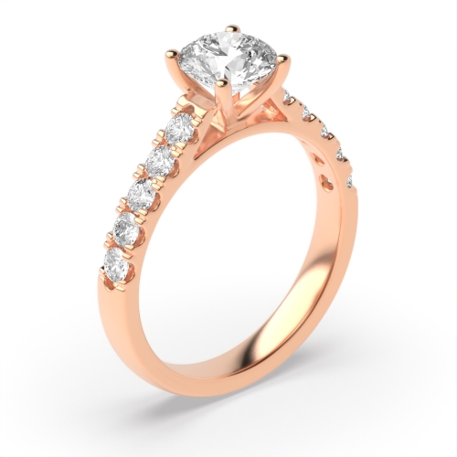 4 Prong Round Rose Gold Crossover open Engagement Rings