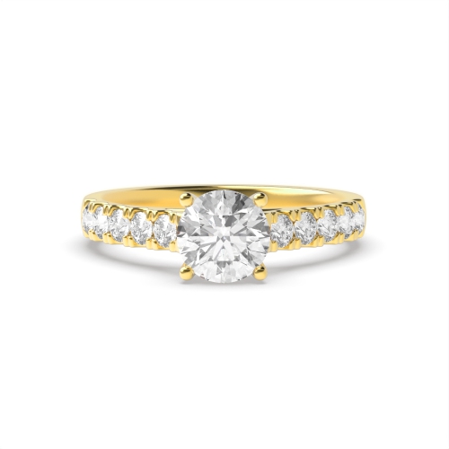 4 Prong Round Yellow Gold Crossover open Engagement Rings