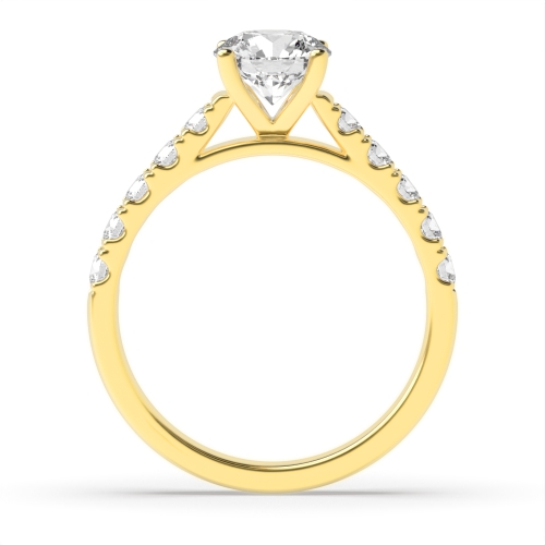 4 Prong Round Yellow Gold Crossover open Engagement Rings