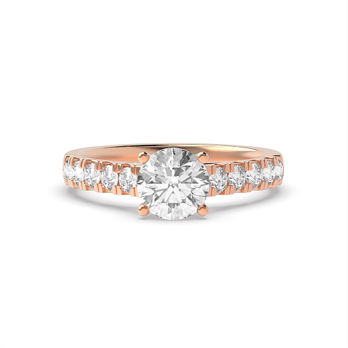 4 Prong Round Rose Gold Open pave set Engagement Rings