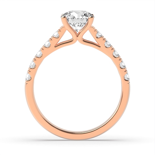 4 Prong Round Rose Gold Open pave set Engagement Rings