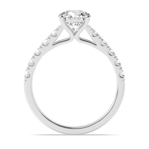 4 Prong Round Silver Open pave set Engagement Rings