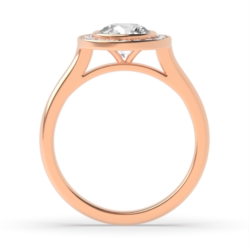 4 Prong Round Rose Gold Plain shoulder Halo Engagement Rings