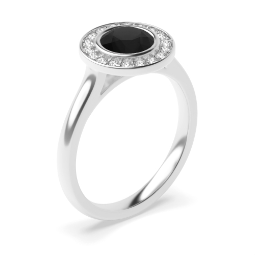 4 Prong Round Plain shoulder Black Diamond Engagement Rings