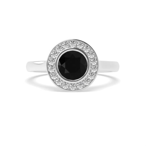 4 Prong Round Plain shoulder Black Diamond Engagement Rings