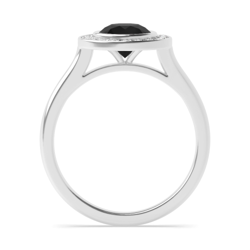 4 Prong Round Plain shoulder Black Diamond Engagement Rings