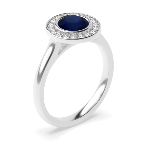 4 Prong Round Plain shoulder Blue Sapphire Engagement Rings