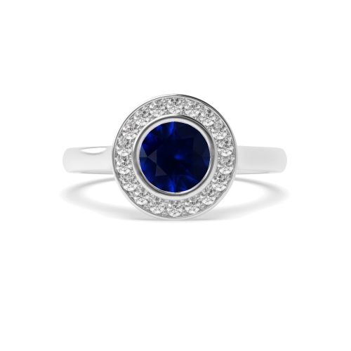 4 Prong Round Plain shoulder Blue Sapphire Engagement Rings