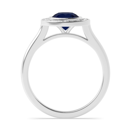 4 Prong Round Plain shoulder Blue Sapphire Engagement Rings