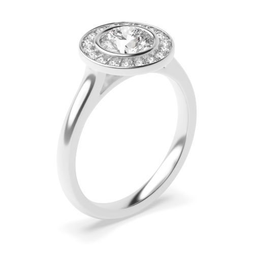4 Prong Round Plain shoulder Side Stone Engagement Rings