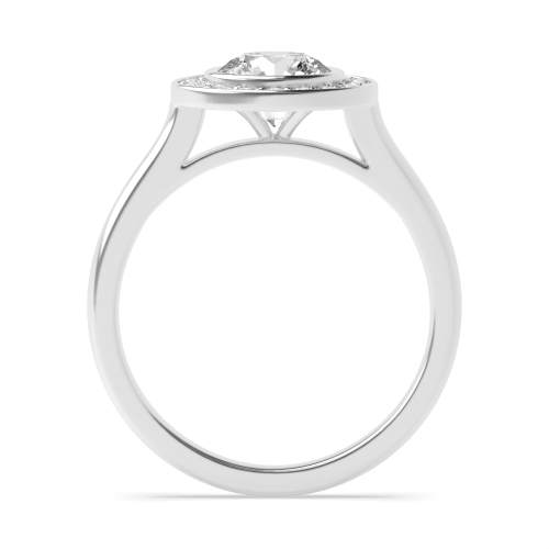 4 Prong Round Plain shoulder Side Stone Engagement Rings