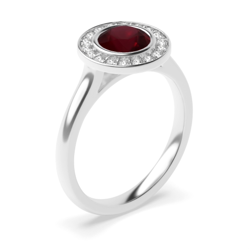 4 Prong Round Plain shoulder Ruby Engagement Rings