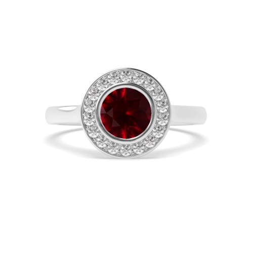 4 Prong Round Plain shoulder Ruby Engagement Rings