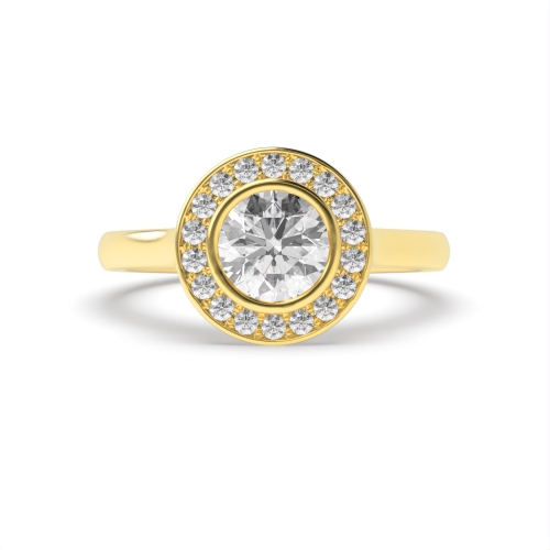 4 Prong Round Yellow Gold Plain shoulder Engagement Rings