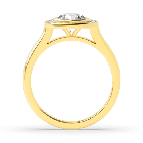 4 Prong Round Yellow Gold Plain shoulder Engagement Rings