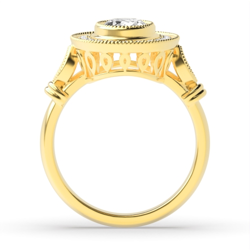 Bezel Setting Oval Yellow Gold Vintage miligrain Antique Engagement Rings