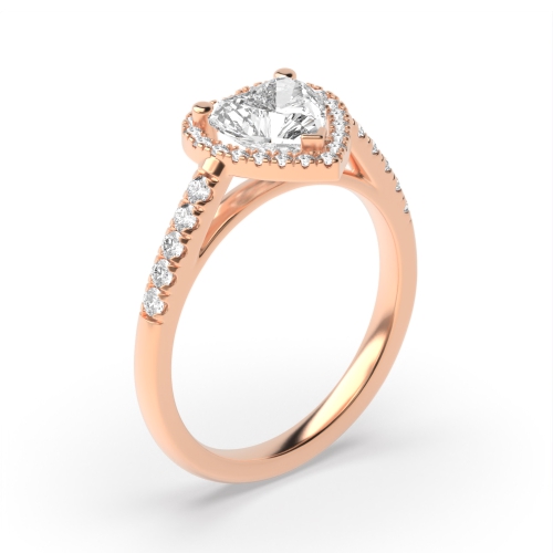 Prong Heart Rose Gold Delicate Halo Engagement Rings