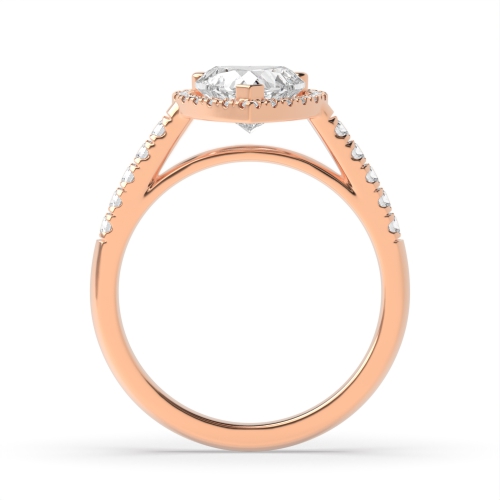 Prong Heart Rose Gold Delicate Halo Engagement Rings