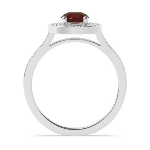 4 Prong Round Pave shank Garnet Halo Engagement Rings