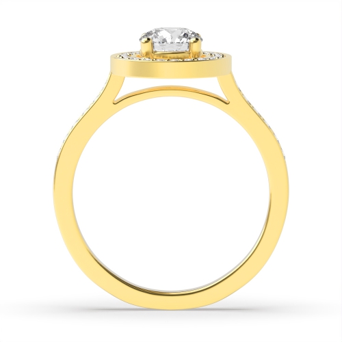 4 Prong Round Yellow Gold Pave shank Engagement Rings