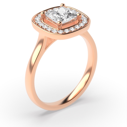 Prong Setting Princess Shape Classic Popular Halo Diamond Engagement Rings