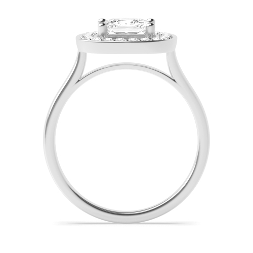 4 Prong Princess Smooth Corner Halo Engagement Ring
