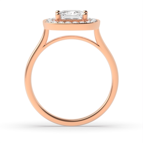 4 Prong Princess Rose Gold Smooth corner Halo Engagement Rings