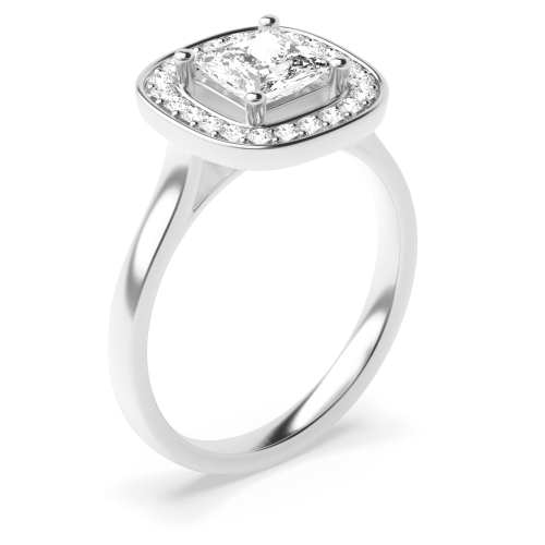 4 Prong Princess Smooth corner Side Stone Engagement Rings