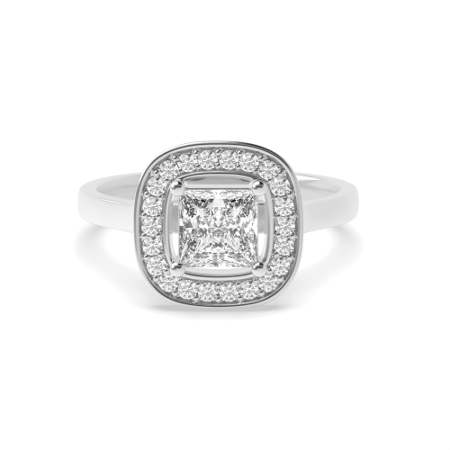 4 Prong Princess Smooth corner Side Stone Engagement Rings