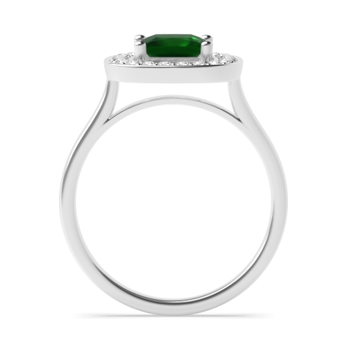 4 Prong Princess Smooth corner Emerald Halo Engagement Rings