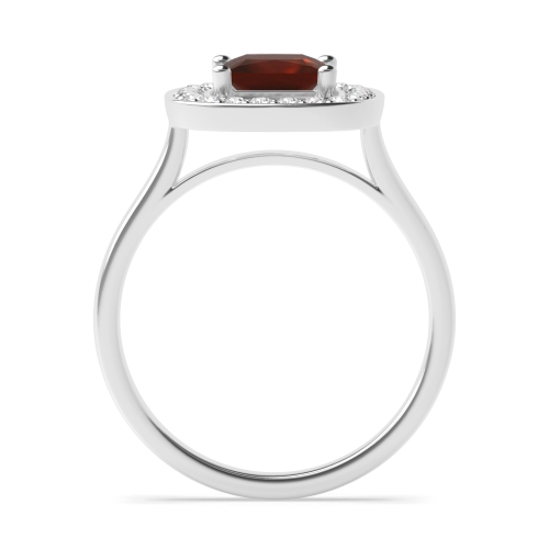 4 Prong Princess Smooth corner Garnet Halo Engagement Rings