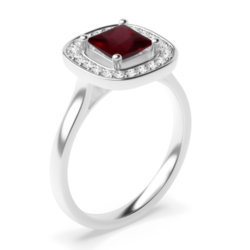 4 Prong Princess Smooth corner Ruby Engagement Rings