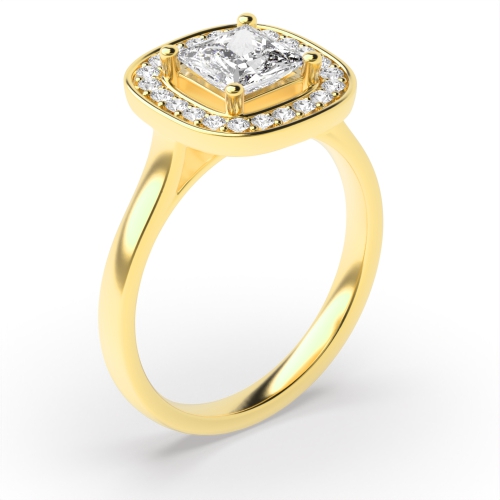 4 Prong Princess Yellow Gold Smooth corner Engagement Rings
