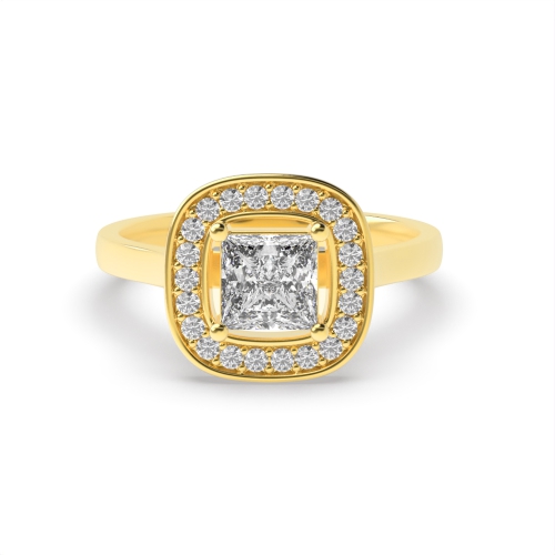 4 Prong Princess Yellow Gold Smooth corner Engagement Rings