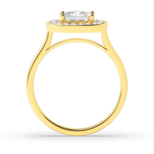 4 Prong Princess Yellow Gold Smooth corner Engagement Rings