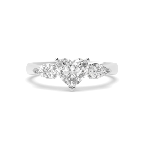 Heart and Pear Cut Trilogy Diamond Engagement Rings for Women