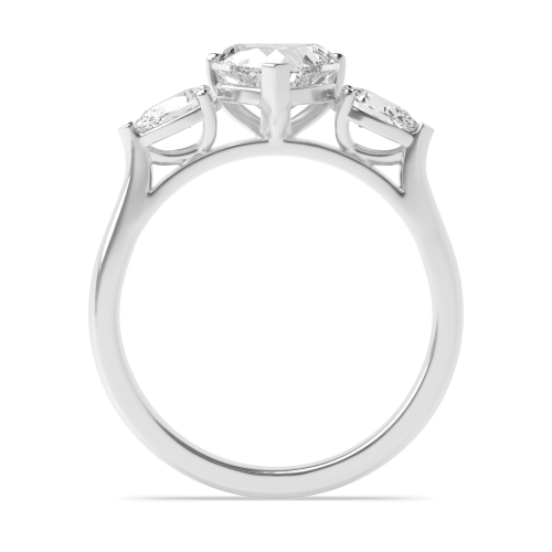 4 Prong Heart/Pear Gallery on Shoulder Three Stone Diamond Ring