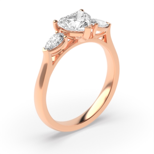3 Prong Heart/Pear Rose Gold Gallery on shoulder Trilogy Engagement Rings