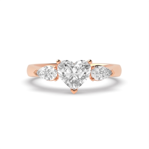 3 Prong Heart/Pear Rose Gold Gallery on shoulder Trilogy Engagement Rings