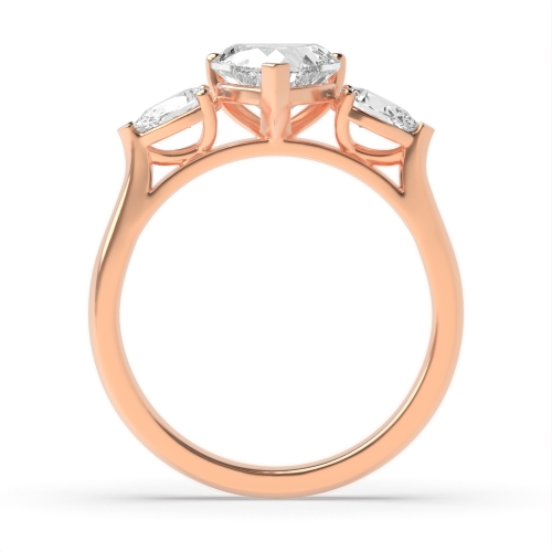 3 Prong Heart/Pear Rose Gold Gallery on shoulder Trilogy Engagement Rings