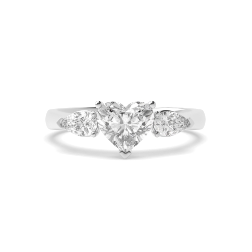 4 Prong Heart/Pear Gallery on Shoulder Three Stone Diamond Ring