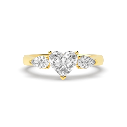 3 Prong Heart/Pear Yellow Gold Gallery on shoulder Engagement Rings