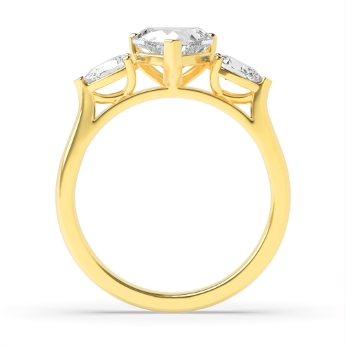 3 Prong Heart/Pear Yellow Gold Gallery on shoulder Engagement Rings