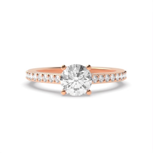 4 Prong Round Rose Gold Pave set shank with gallary Engagement Rings