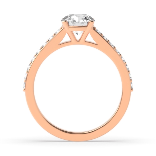4 Prong Round Rose Gold Pave set shank with gallary Engagement Rings