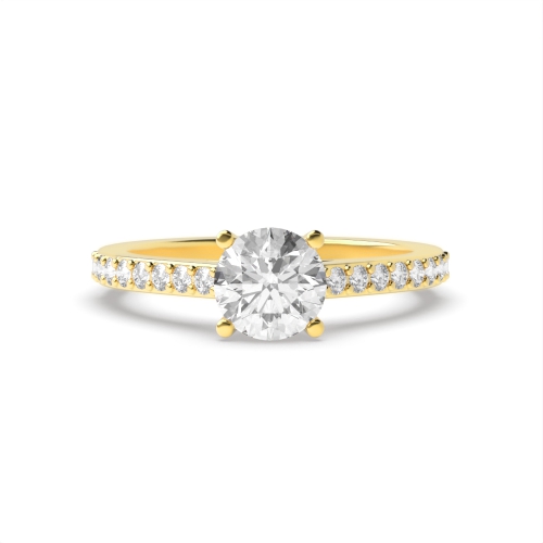 4 Prong Round Yellow Gold Pave set shank with gallary Engagement Rings
