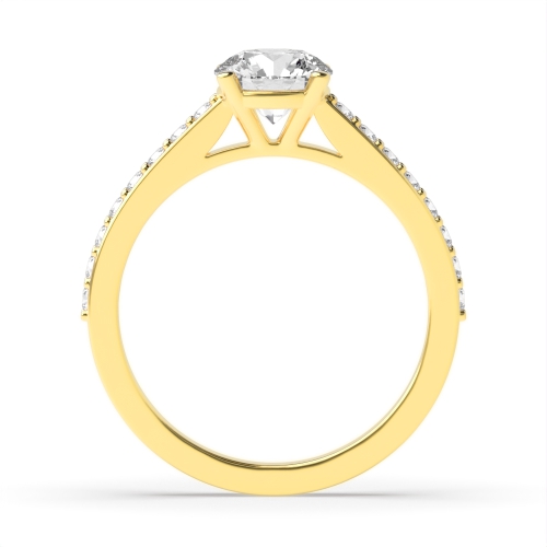 4 Prong Round Yellow Gold Pave set shank with gallary Engagement Rings