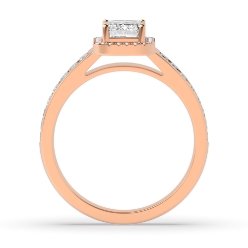 4 Prong Emerald Rose Gold Baguette on shank Vintage Wedding Engagement Rings