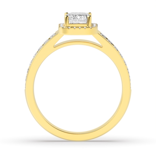 4 Prong Emerald Yellow Gold Baguette on shank Antique Engagement Rings